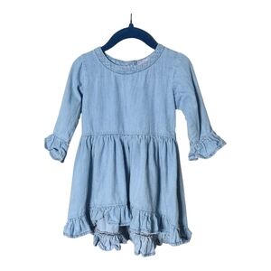Ruffle Butts Chambray Denim High Low Ruffle Tunic Dress Size 2T 100% Cotton